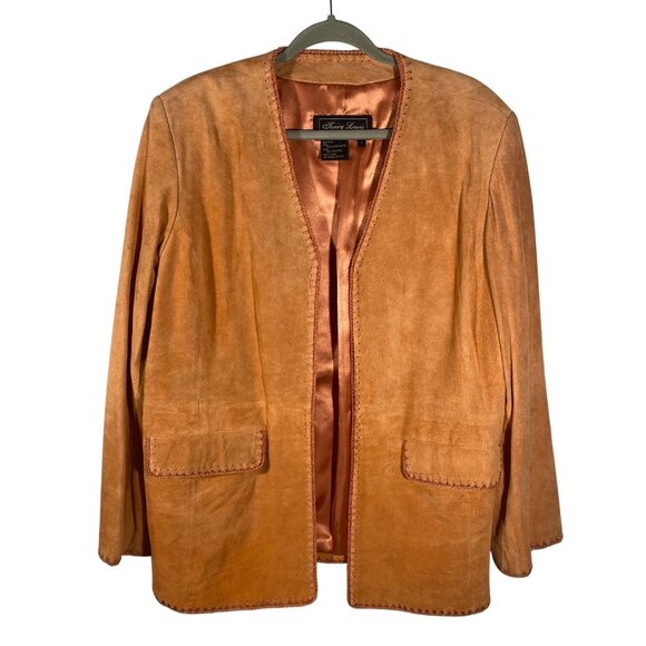 Terry Lewis Luxuries suede Leather Jacket L peach western colorful embroidered - Picture 1 of 10